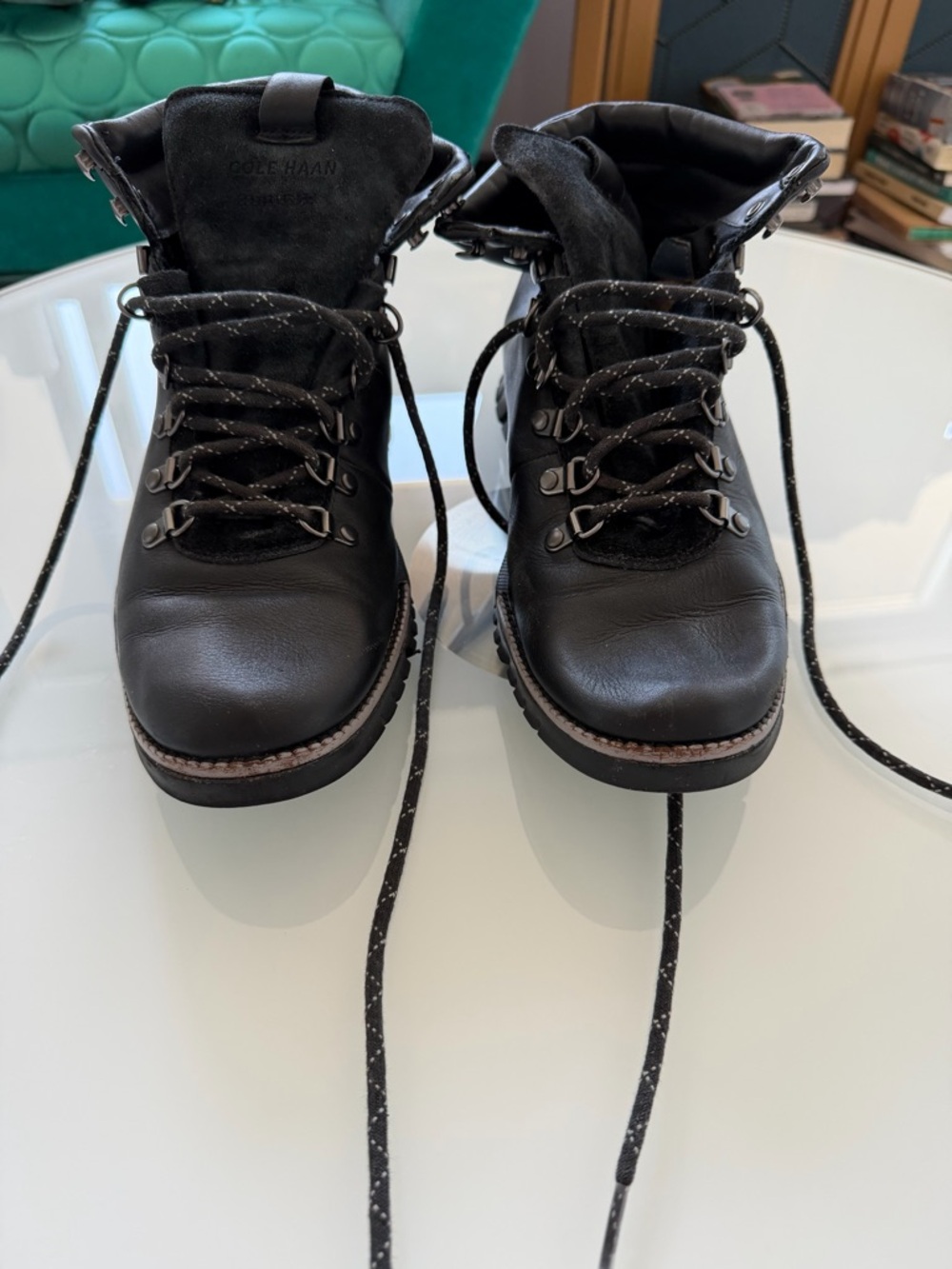 Cole Haan Black Leather Lace-Up Hiking Boots size 9 men’s